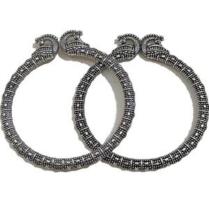 Peacock silver oxidized bangles